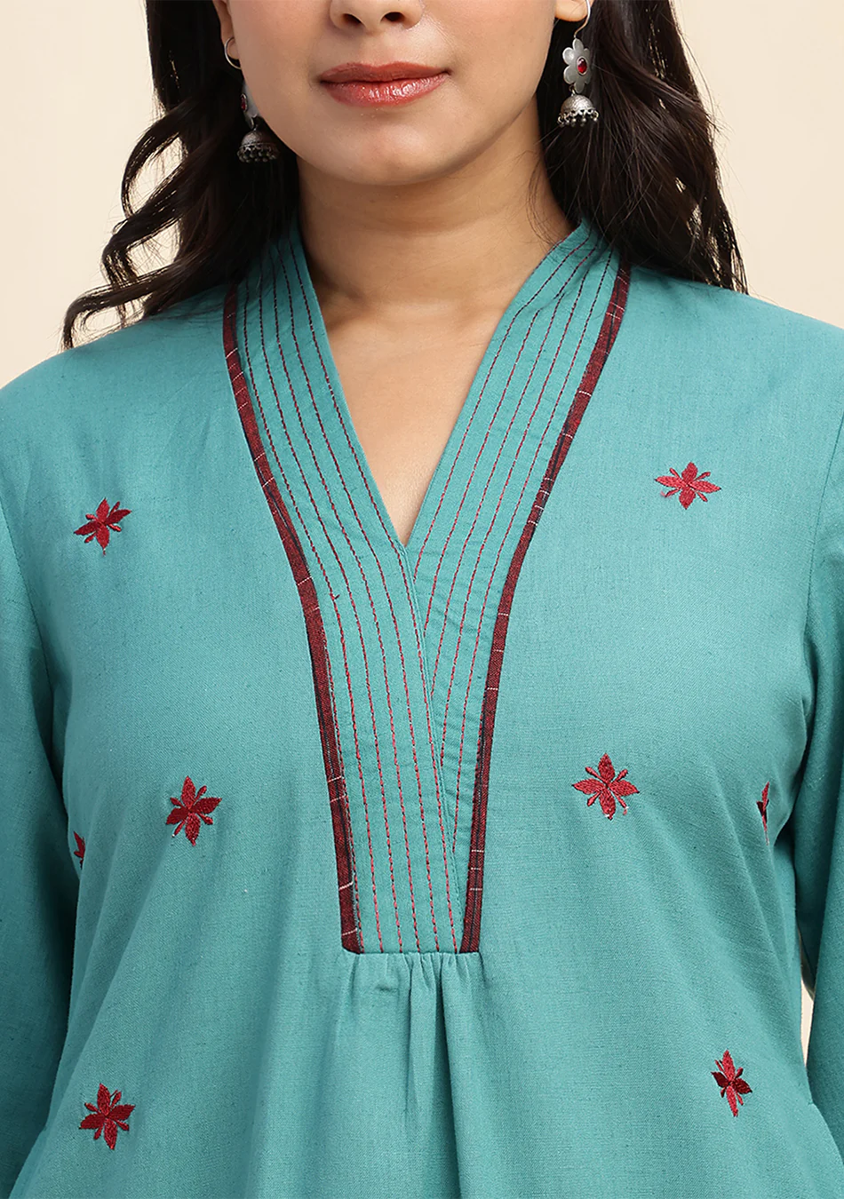 Aravalii Teal Noor Ikkat Suit Set - Image 11