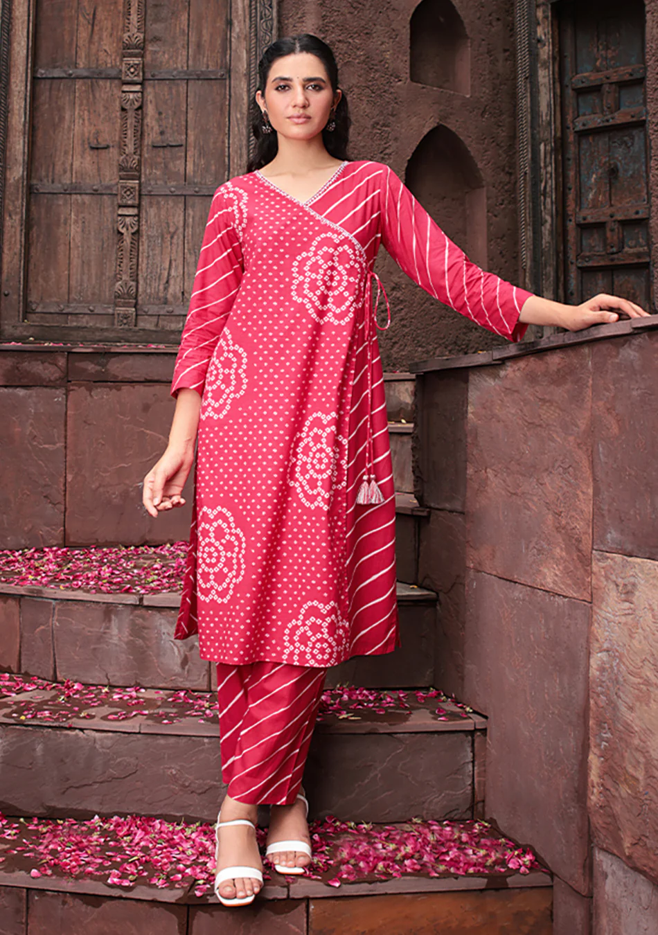 Aravalii Berry Bloom Wrap Suit Set