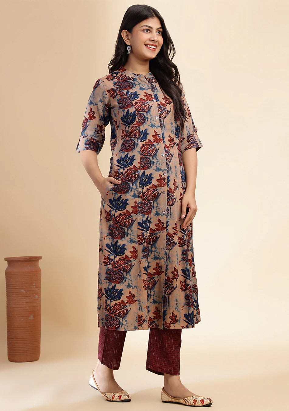 Aravalii Terracotta Forest A-Line Kurta - Image 3