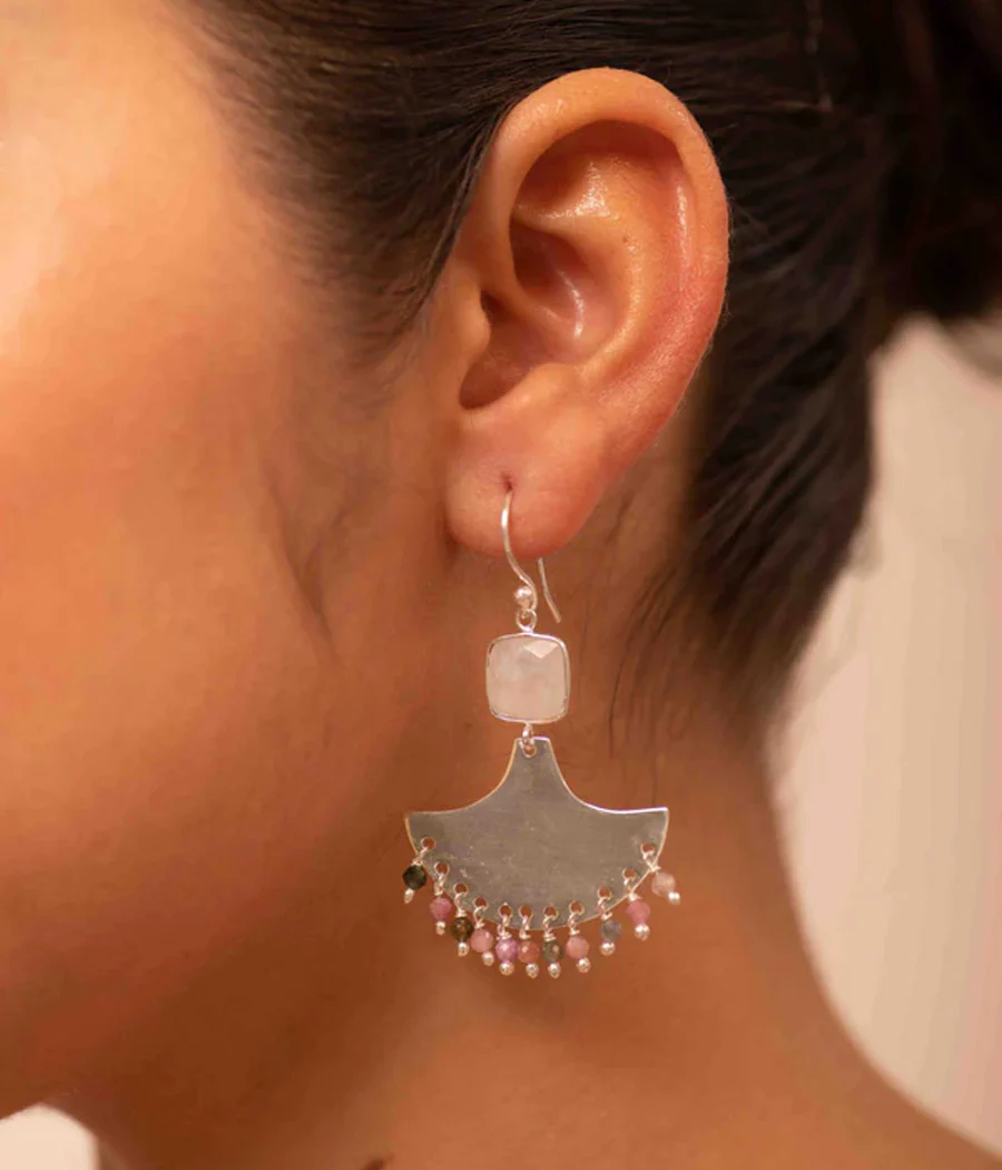 Tourmaline Chandbali Inspired Earrings - Image 2
