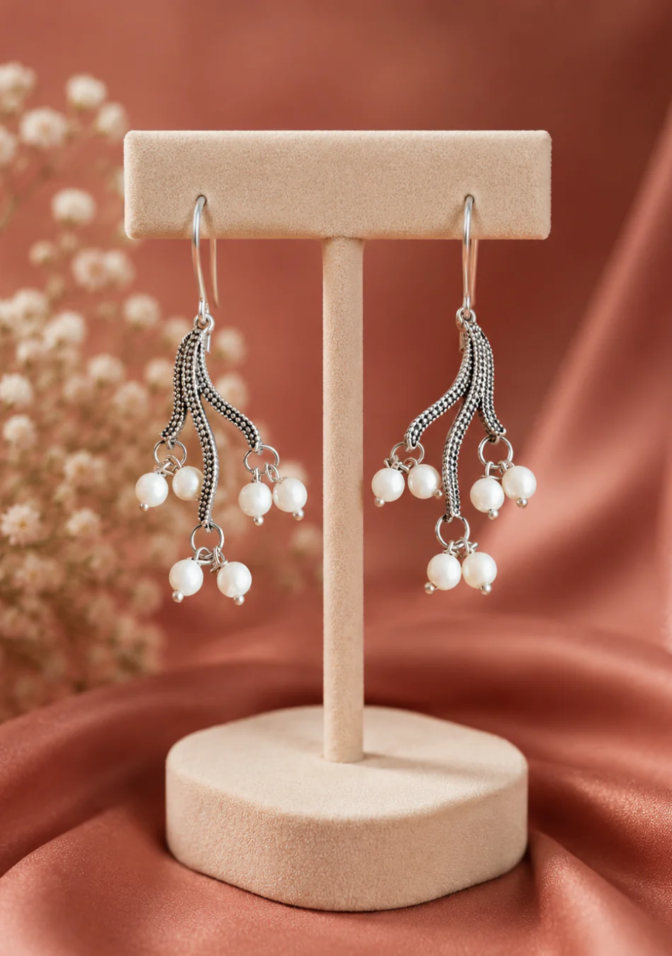 Trinity Pearl Hook Earrings - Image 3
