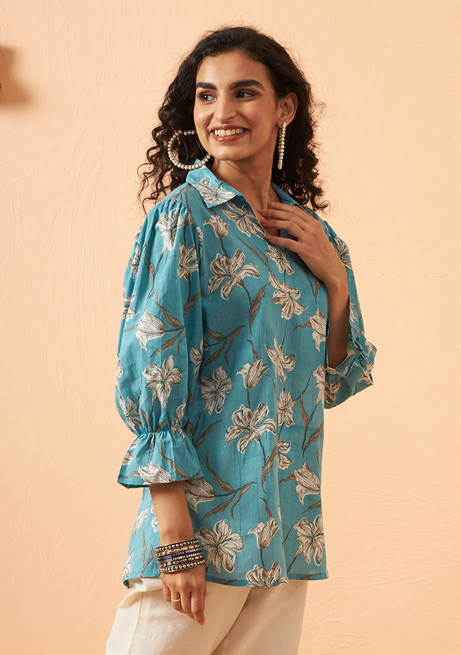 Turquoise blossom top - Image 3