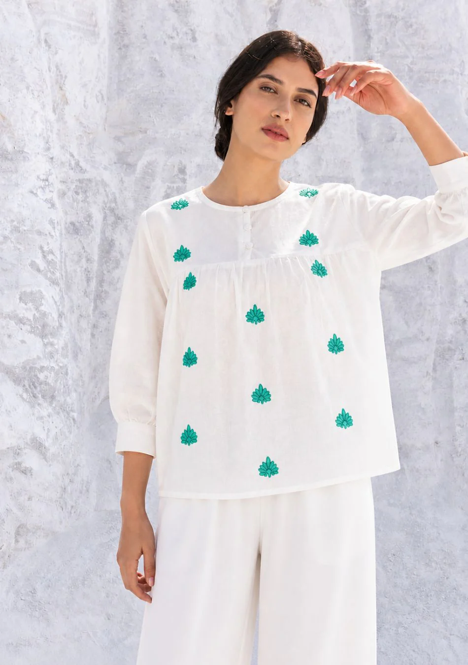 Turquoise floral Pop Top - Image 2