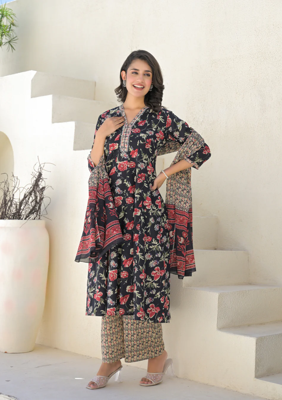 Aravalii Twilight Rose Anarkali Set - Image 3