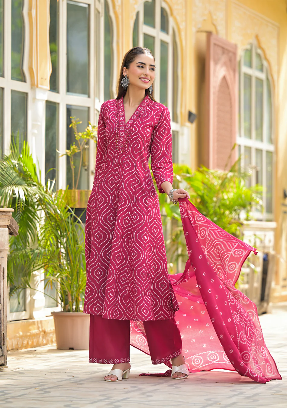 Vibrant Red Anarkali suit set - Image 4