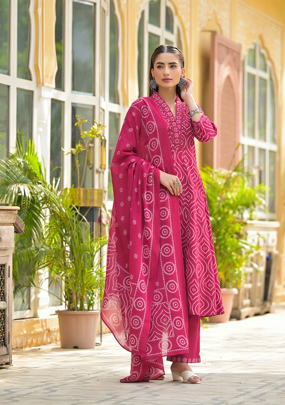 Vibrant Red Anarkali suit set - Image 6
