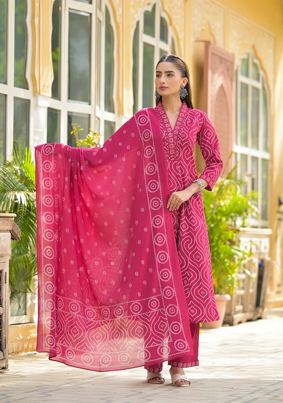 Vibrant Red Anarkali suit set - Image 7