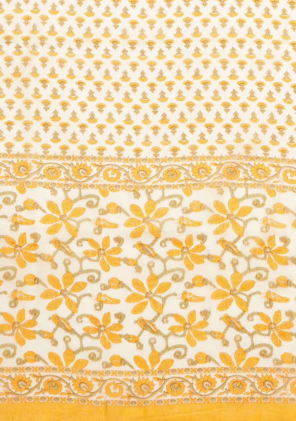 White And Yellow Floral Anarkali Kurta Pant Set With Dupatta - Image 11