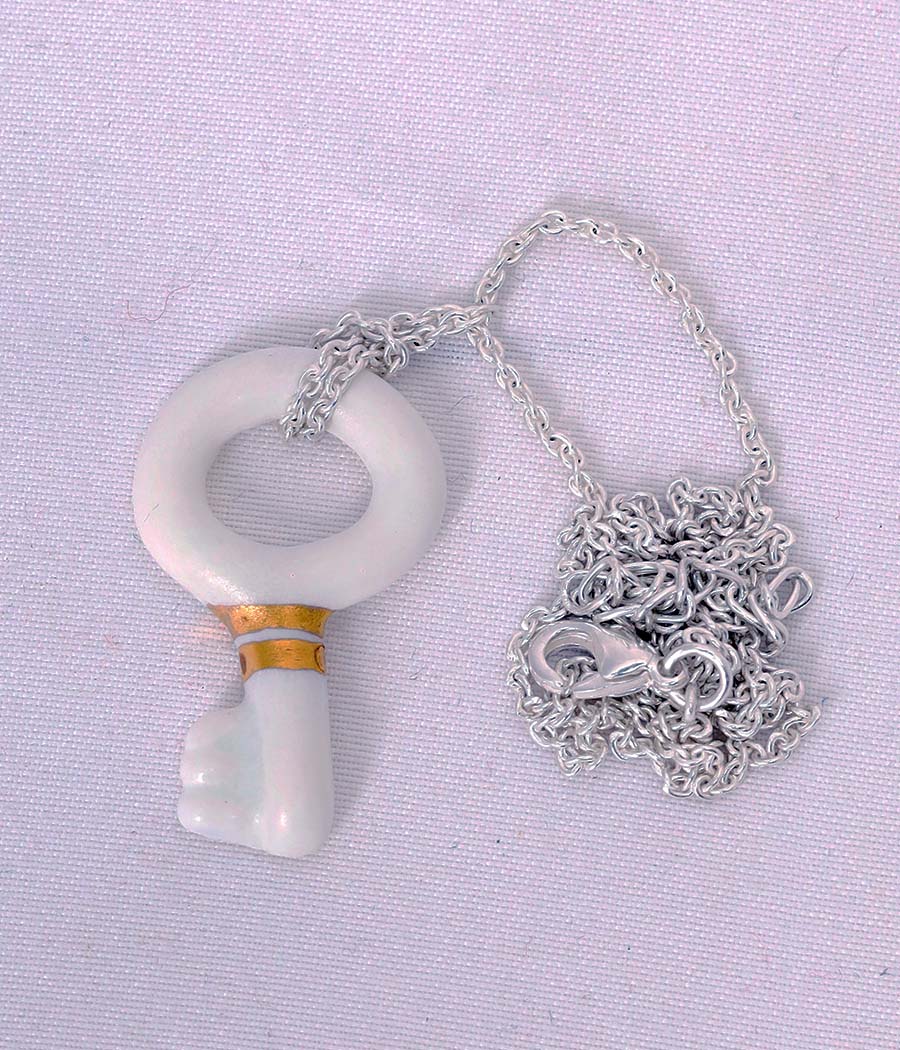 White butterfly Earring with key Pendant - Image 7