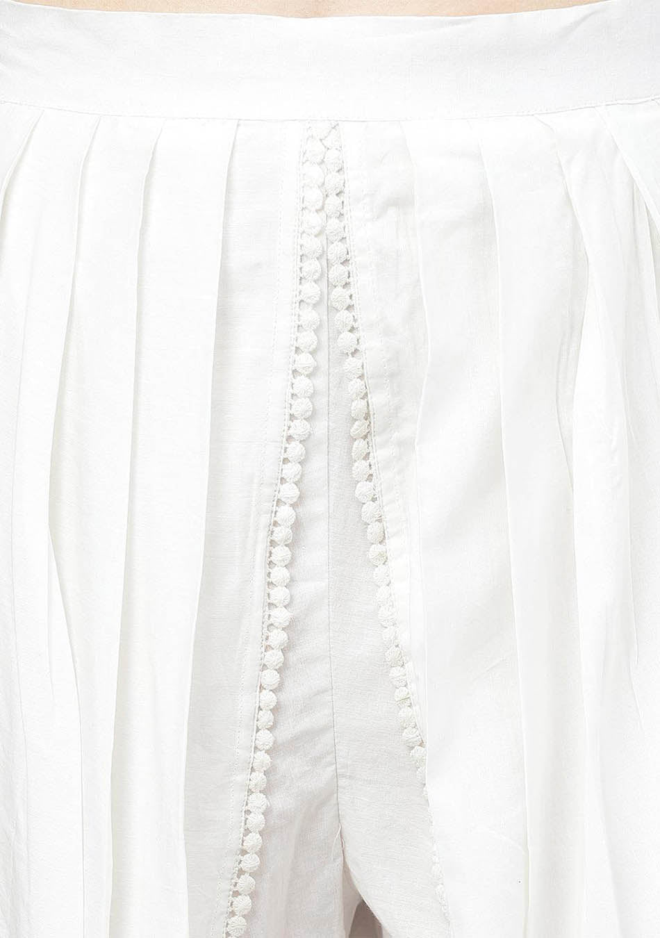 White Floral Printed Straight Kurta With Tulip Pant - Image 8
