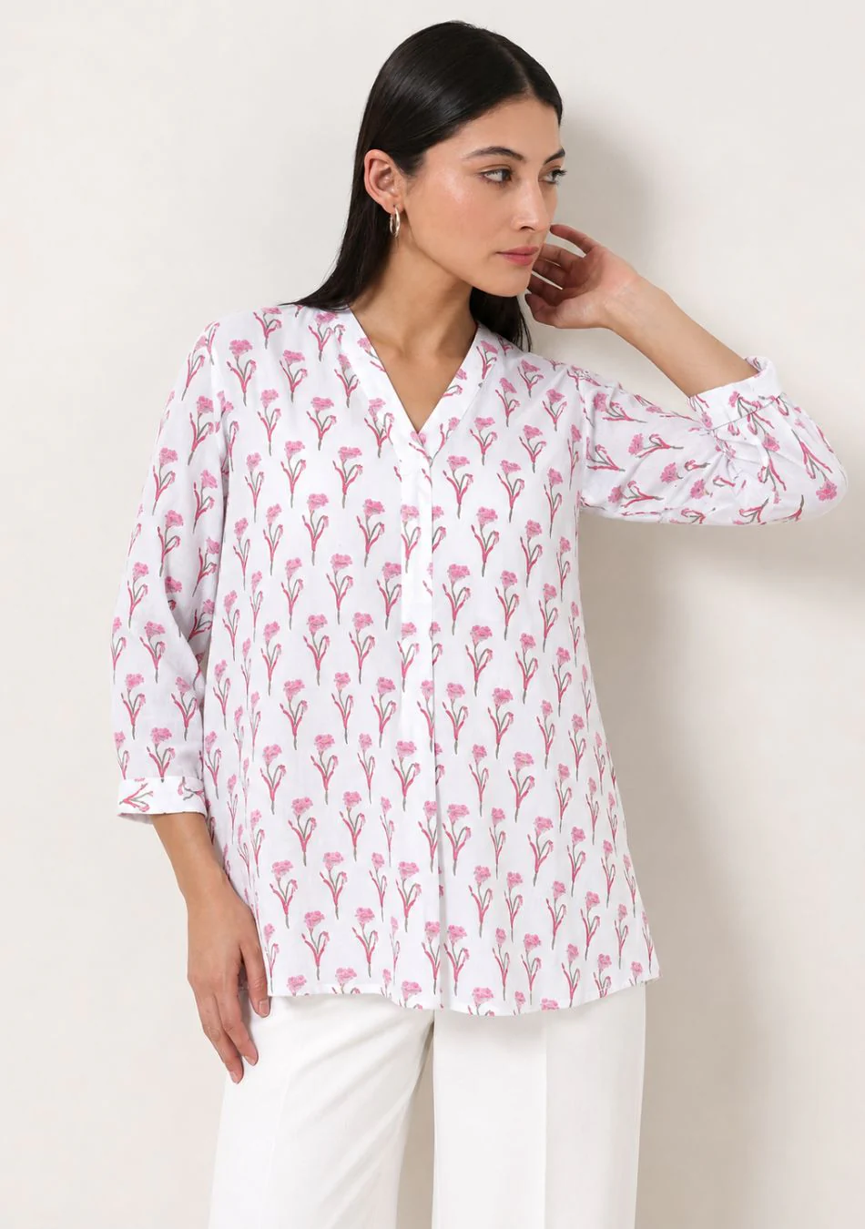 White Printed cotton Top - Image 2