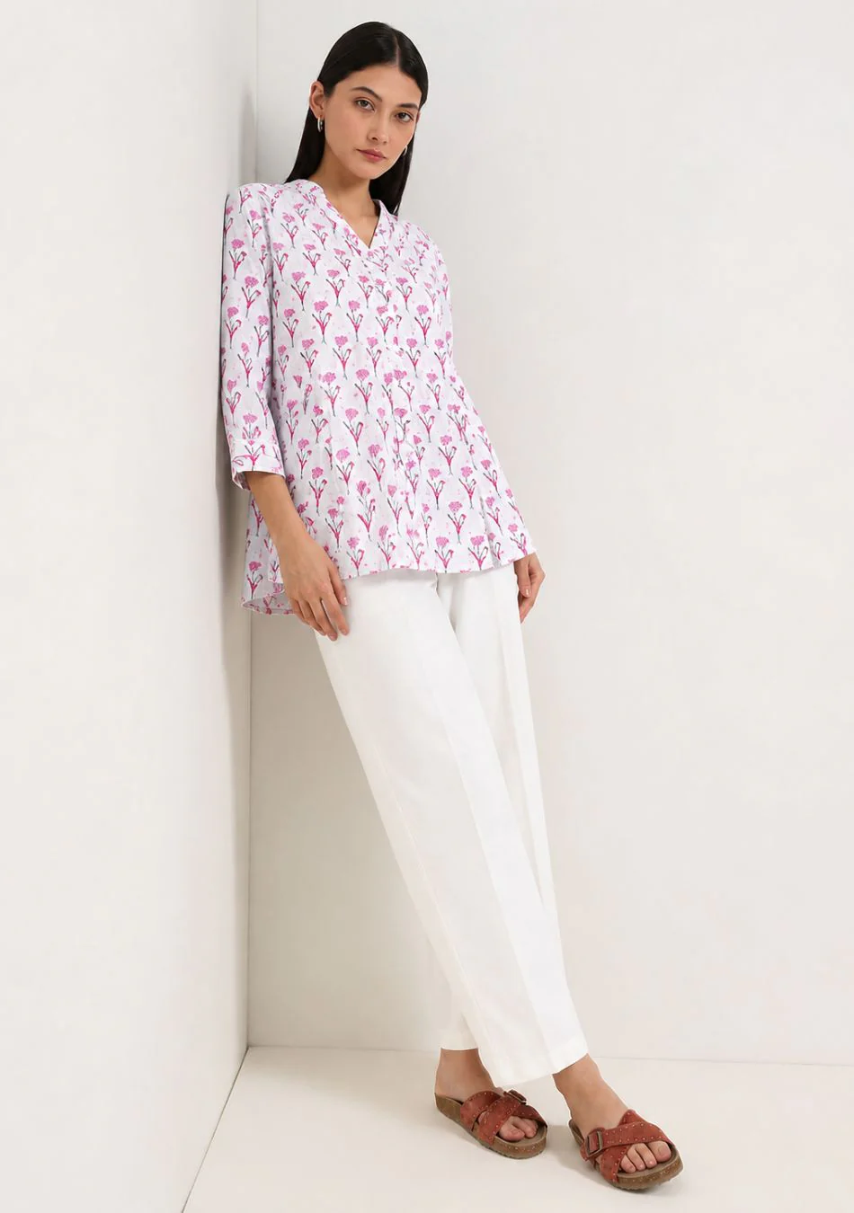 White Printed cotton Top - Image 3