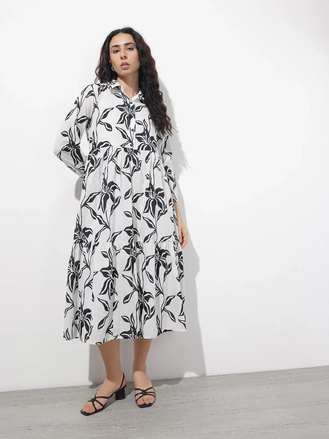 White Shirt Coller Mulmul Linning Cotton Dress - Image 3