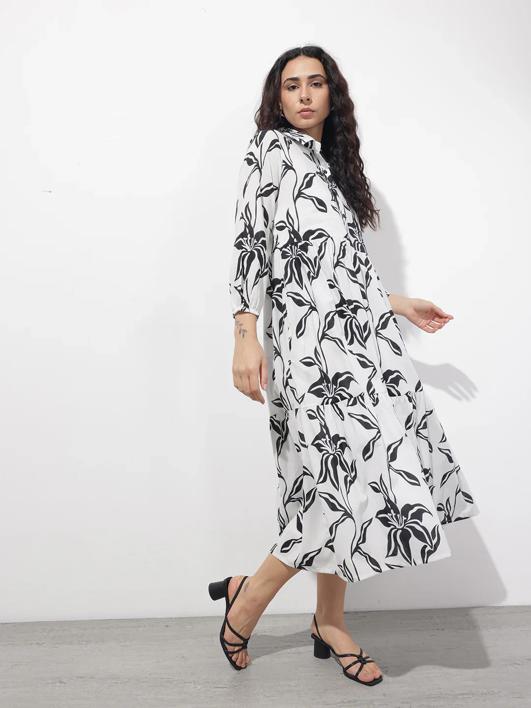 White Shirt Coller Mulmul Linning Cotton Dress - Image 4