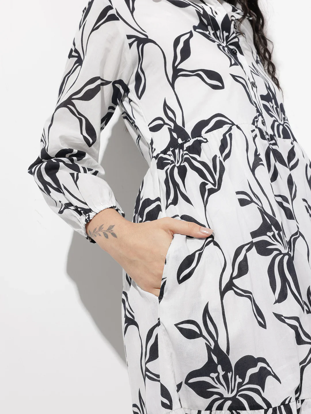 White Shirt Coller Mulmul Linning Cotton Dress - Image 7