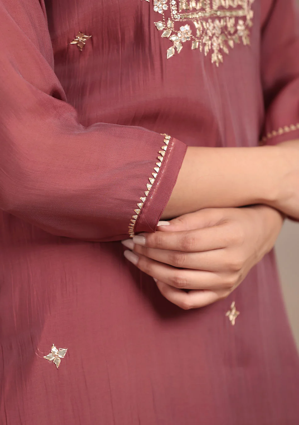 Wine Glow Embroidered Suit Set - Image 4