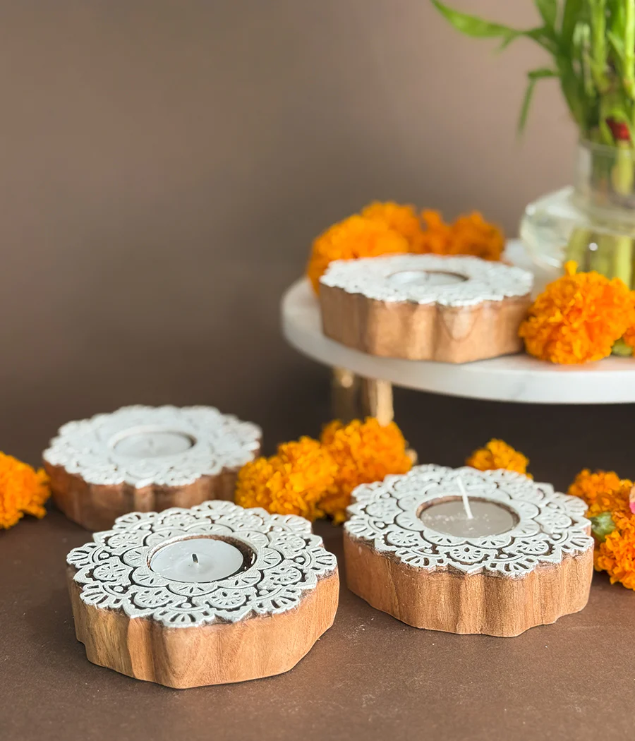 Wooden Devine handcrafted Diya - Set of 4 Diyas - Image 10
