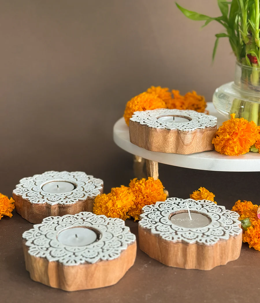 Wooden Devine handcrafted Diya - Set of 4 Diyas - Image 11