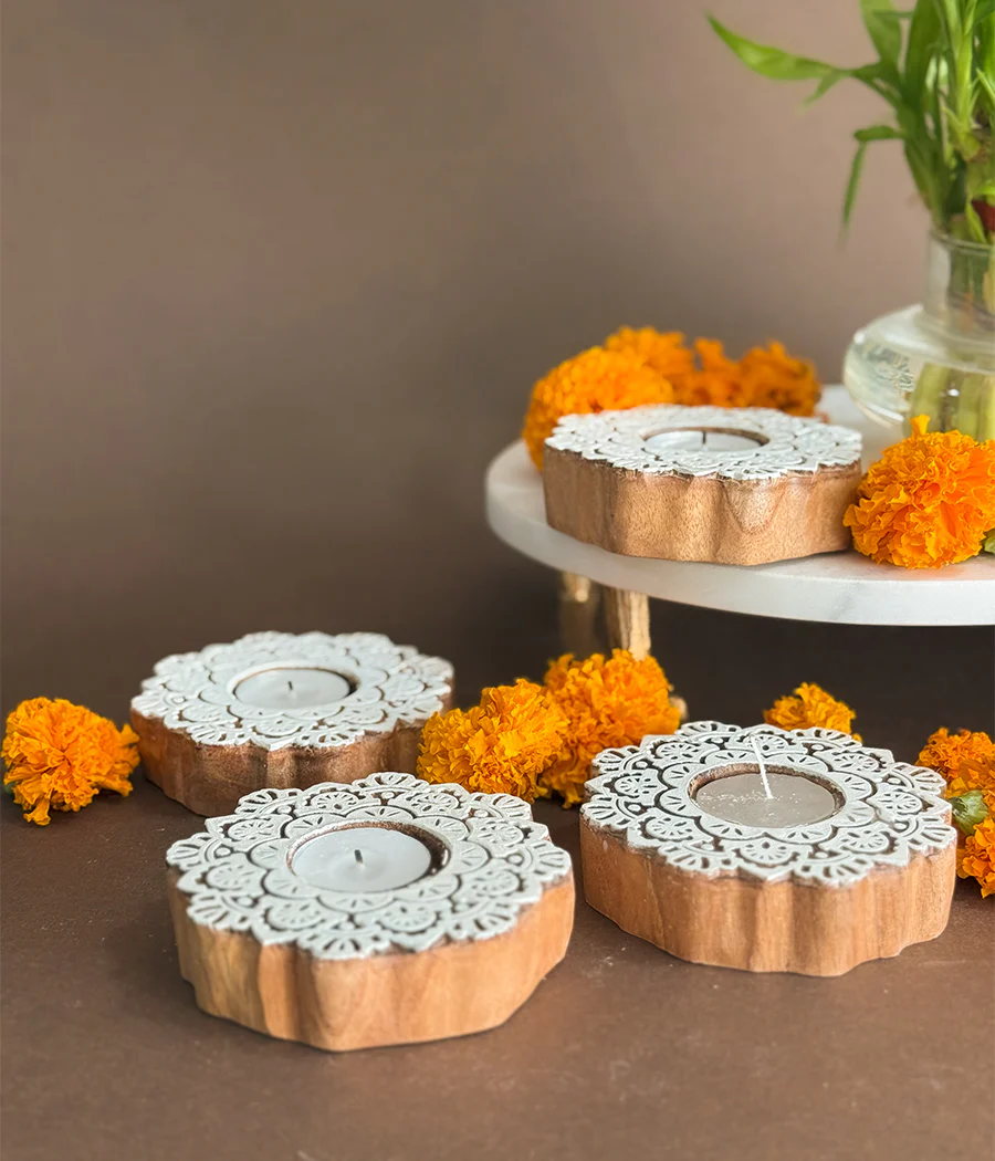 Wooden Devine handcrafted Diya - Set of 4 Diyas - Image 12