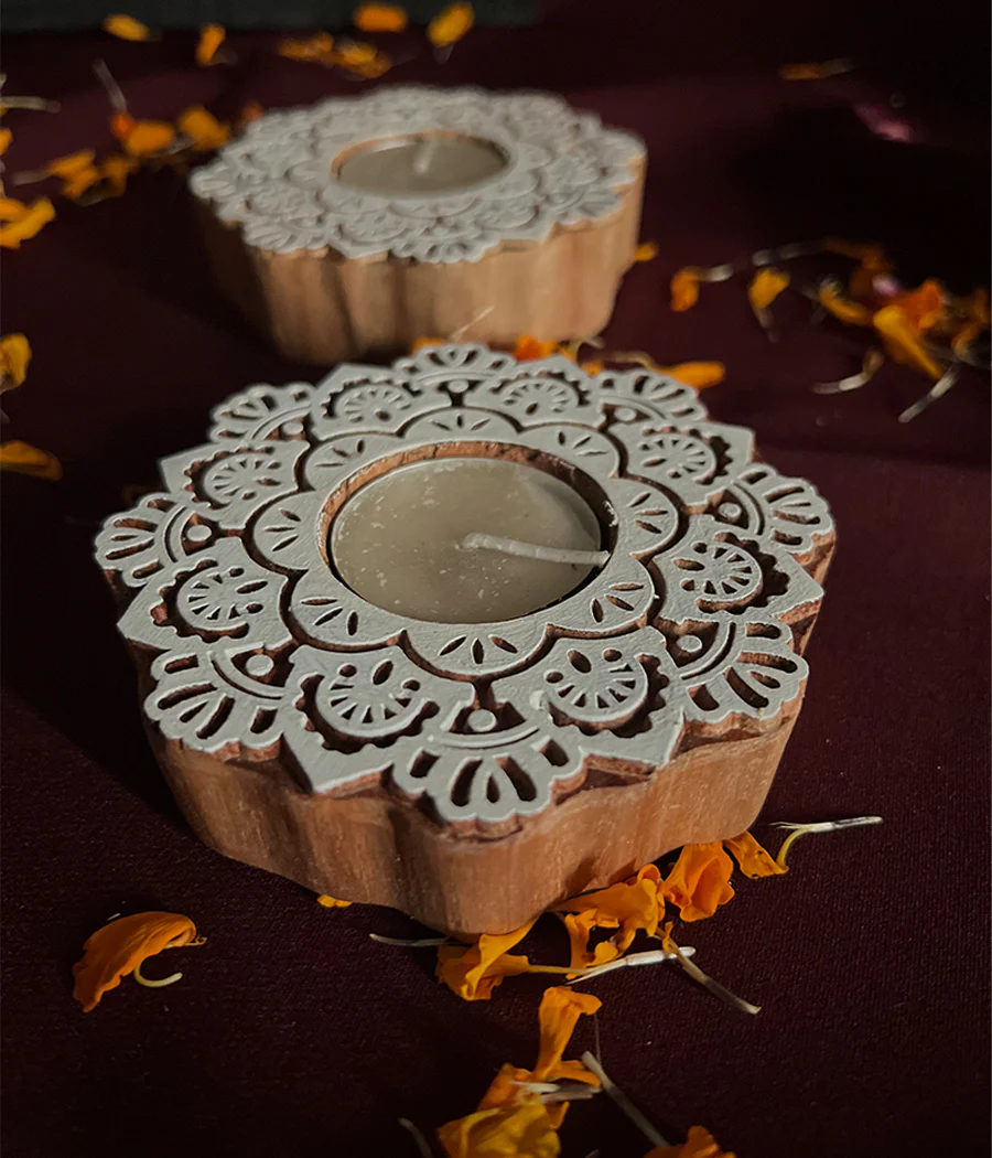 Wooden Devine handcrafted Diya - Set of 4 Diyas - Image 14