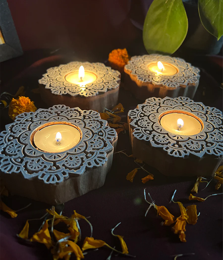 Wooden Devine handcrafted Diya - Set of 4 Diyas - Image 18