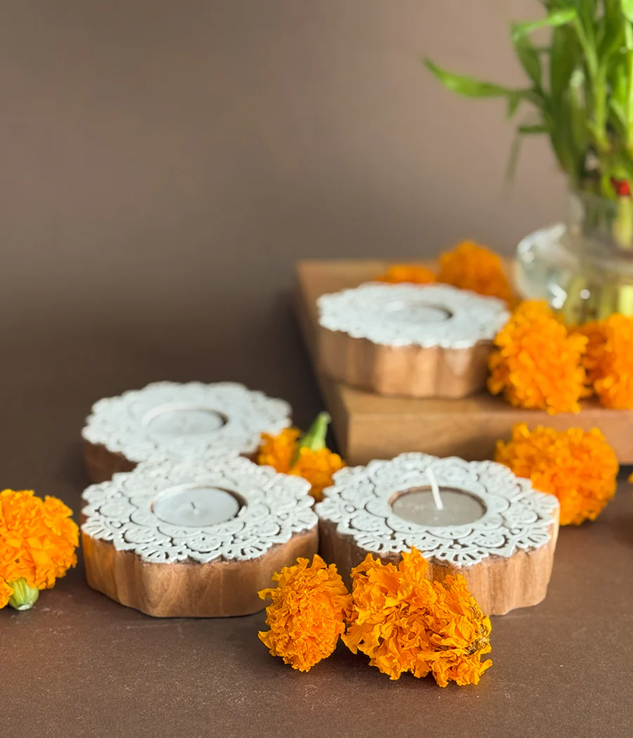 Wooden Devine handcrafted Diya - Set of 4 Diyas - Image 4