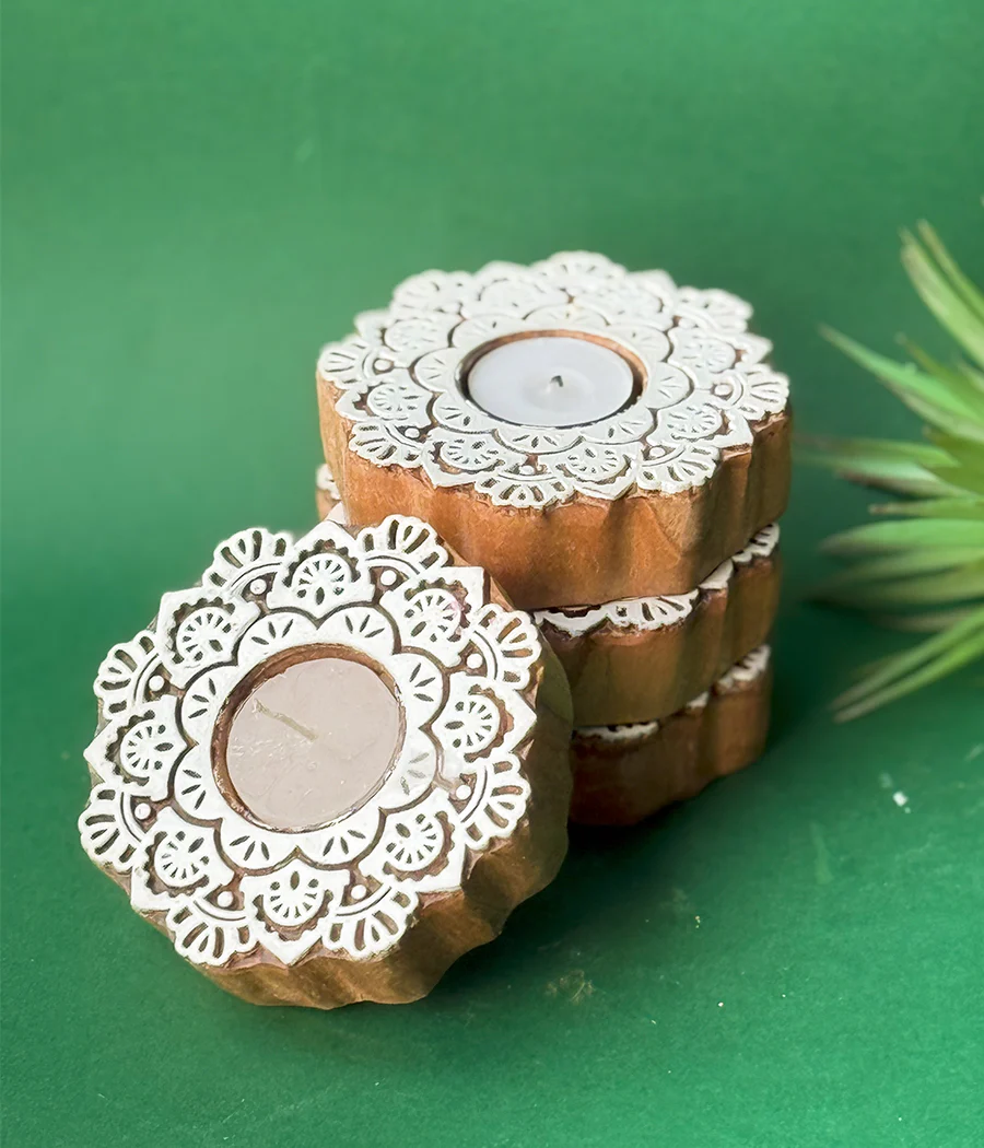Wooden Devine handcrafted Diya - Set of 4 Diyas - Image 6