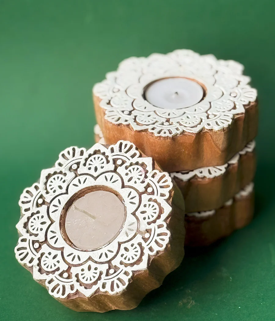 Wooden Devine handcrafted Diya - Set of 4 Diyas - Image 7