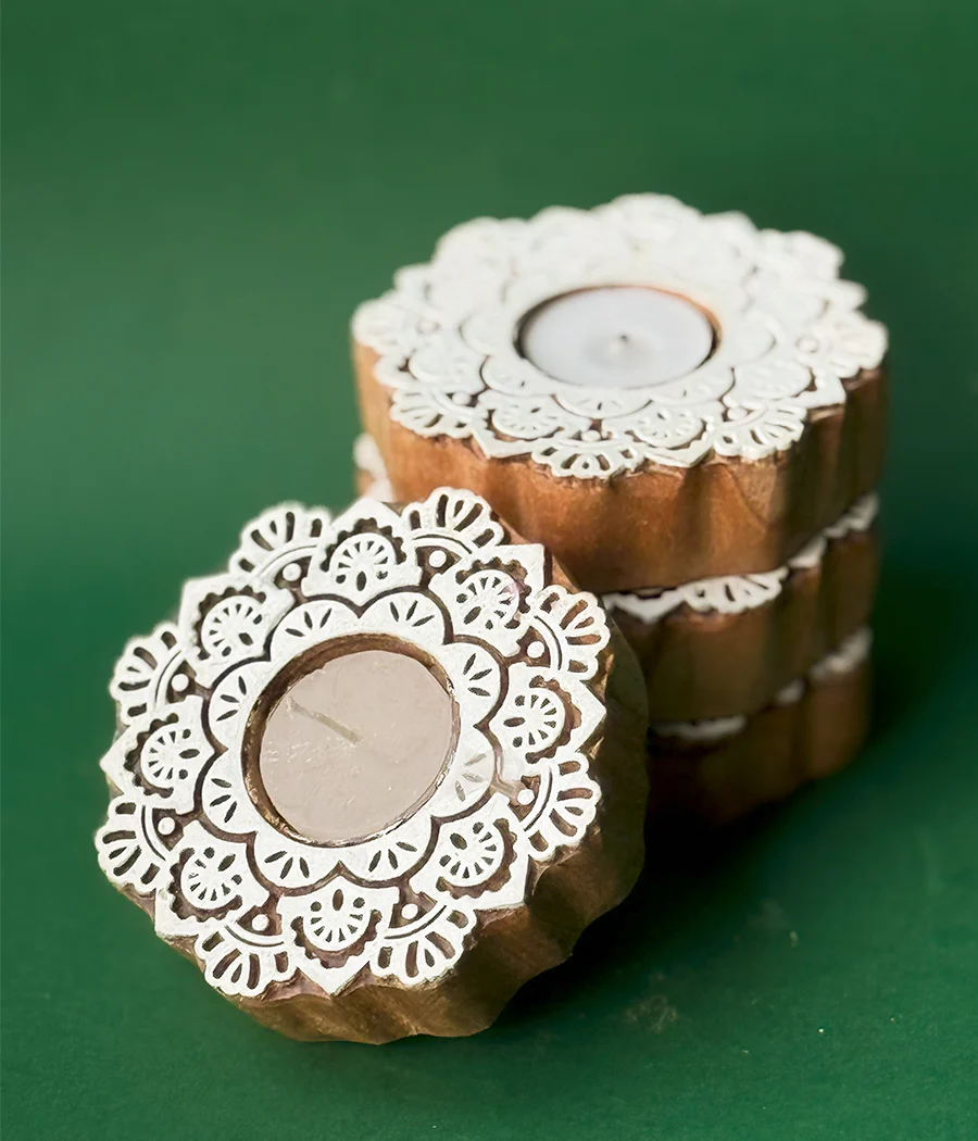 Wooden Devine handcrafted Diya - Set of 4 Diyas - Image 8