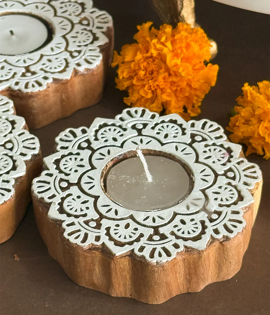 Wooden Devine handcrafted Diya - Set of 4 Diyas - Image 9