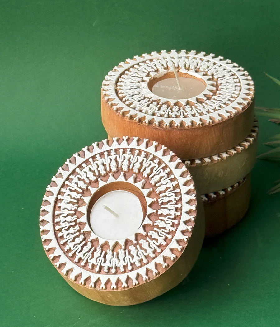 Wooden Devotion handcrafted Diya (Set of 4 Diyas) - Image 11
