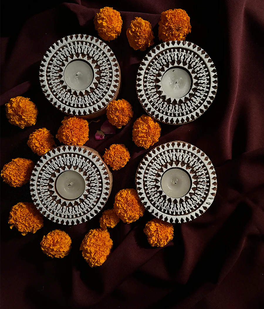 Wooden Devotion handcrafted Diya (Set of 4 Diyas) - Image 16