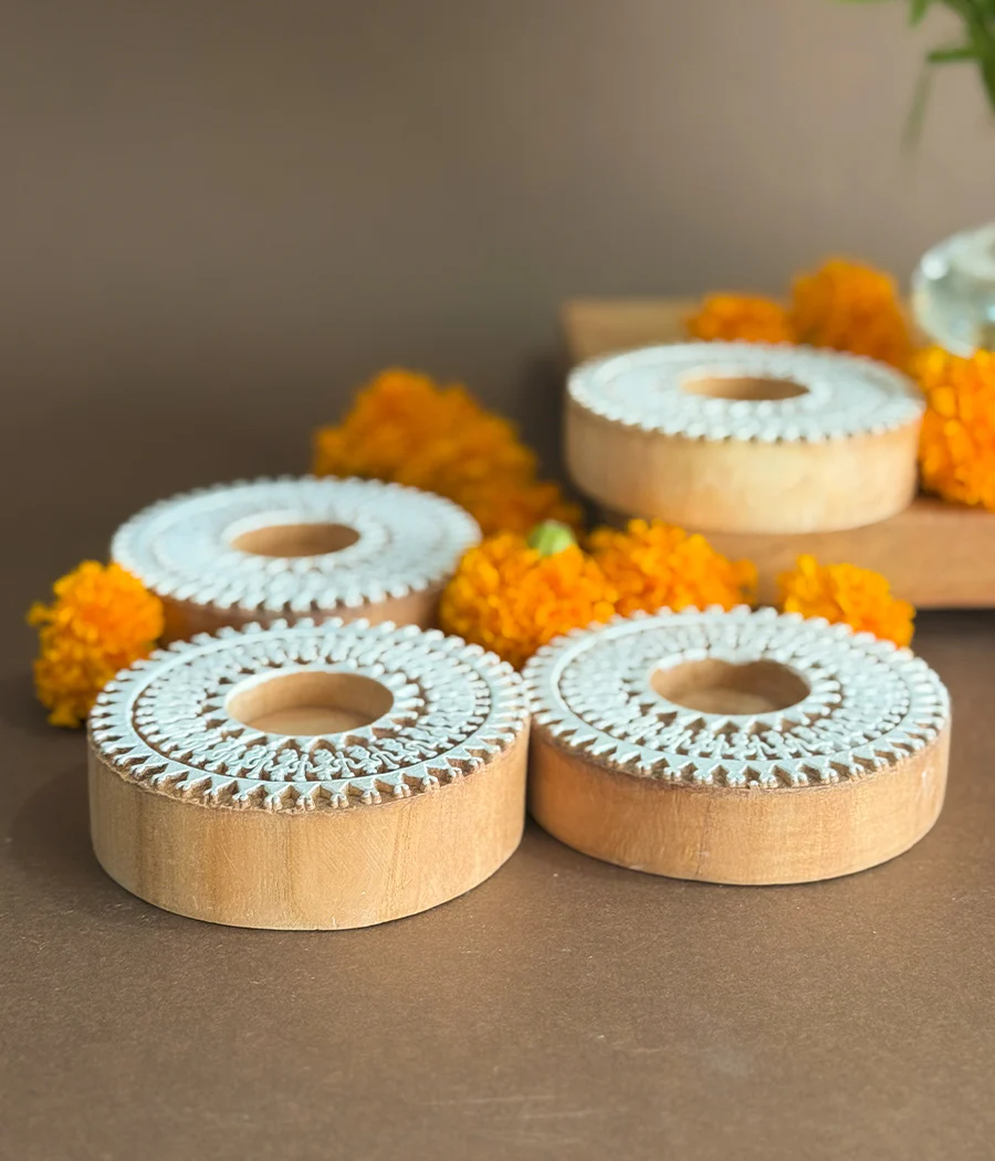 Wooden Devotion handcrafted Diya (Set of 4 Diyas) - Image 5