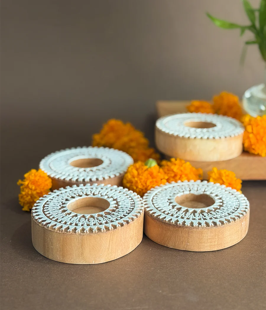 Wooden Devotion handcrafted Diya (Set of 4 Diyas) - Image 7