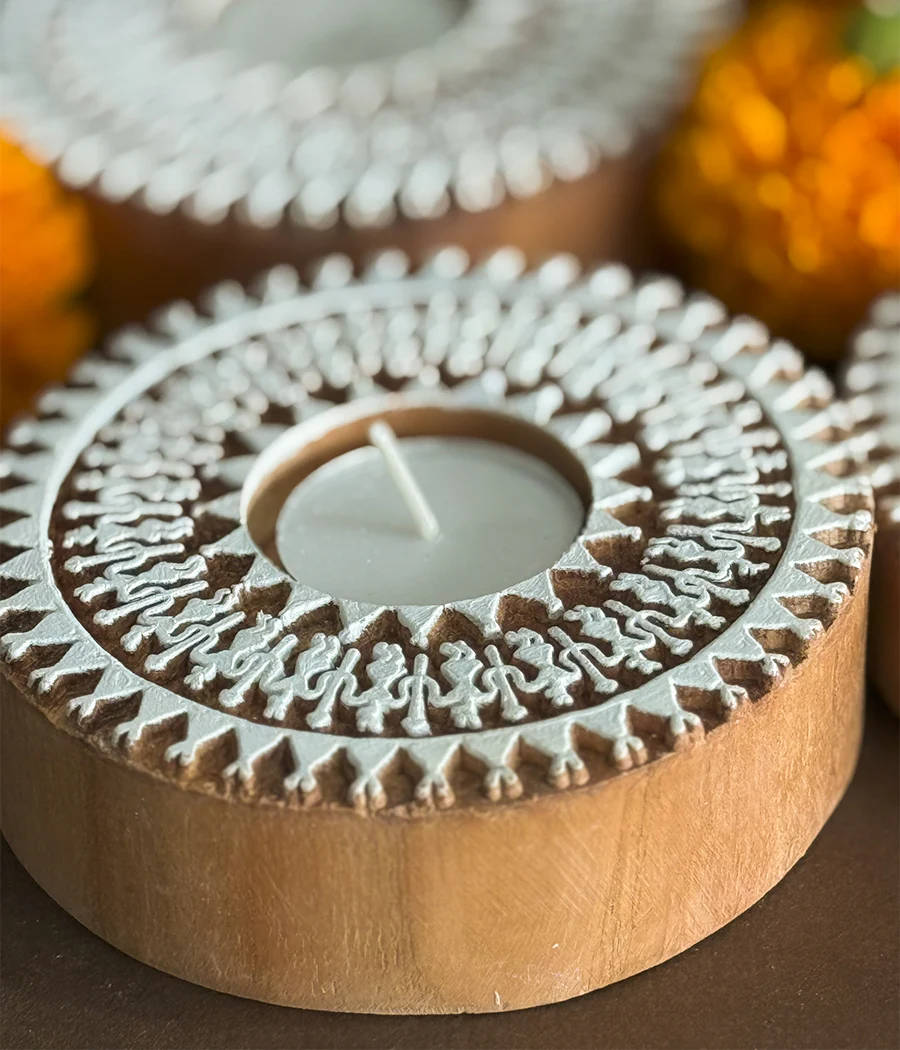 Wooden Devotion handcrafted Diya (Set of 4 Diyas) - Image 8