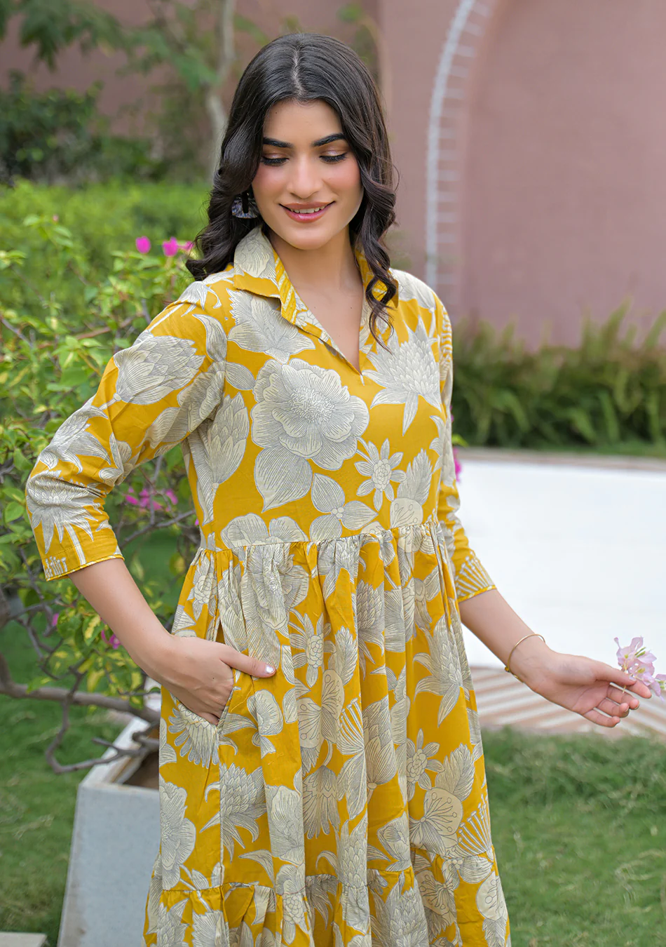 Aravalii Saffron Bloom Couture Dress - Image 12