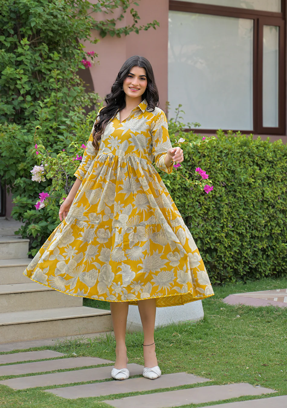 Aravalii Saffron Bloom Couture Dress - Image 3
