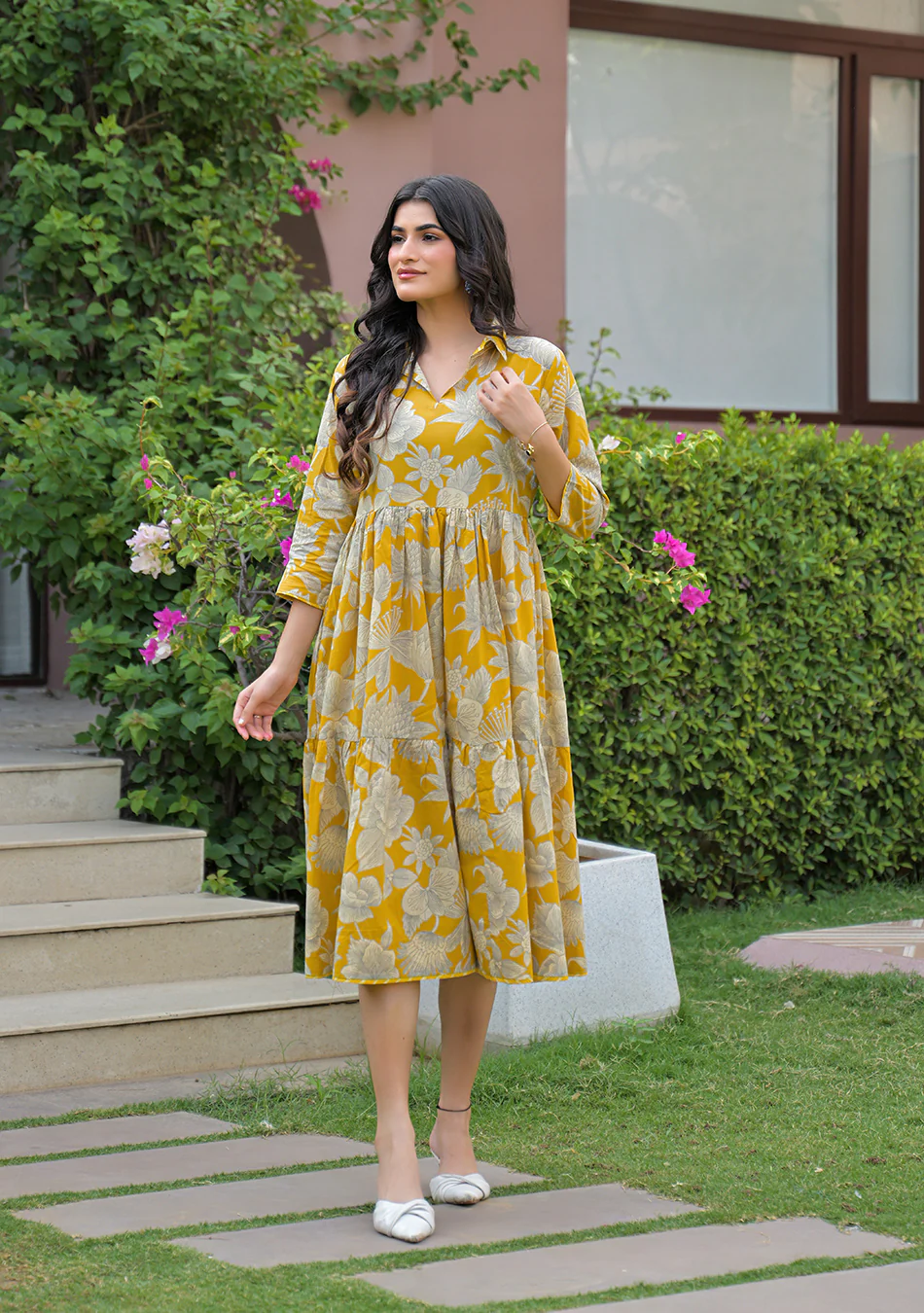 Aravalii Saffron Bloom Couture Dress - Image 4