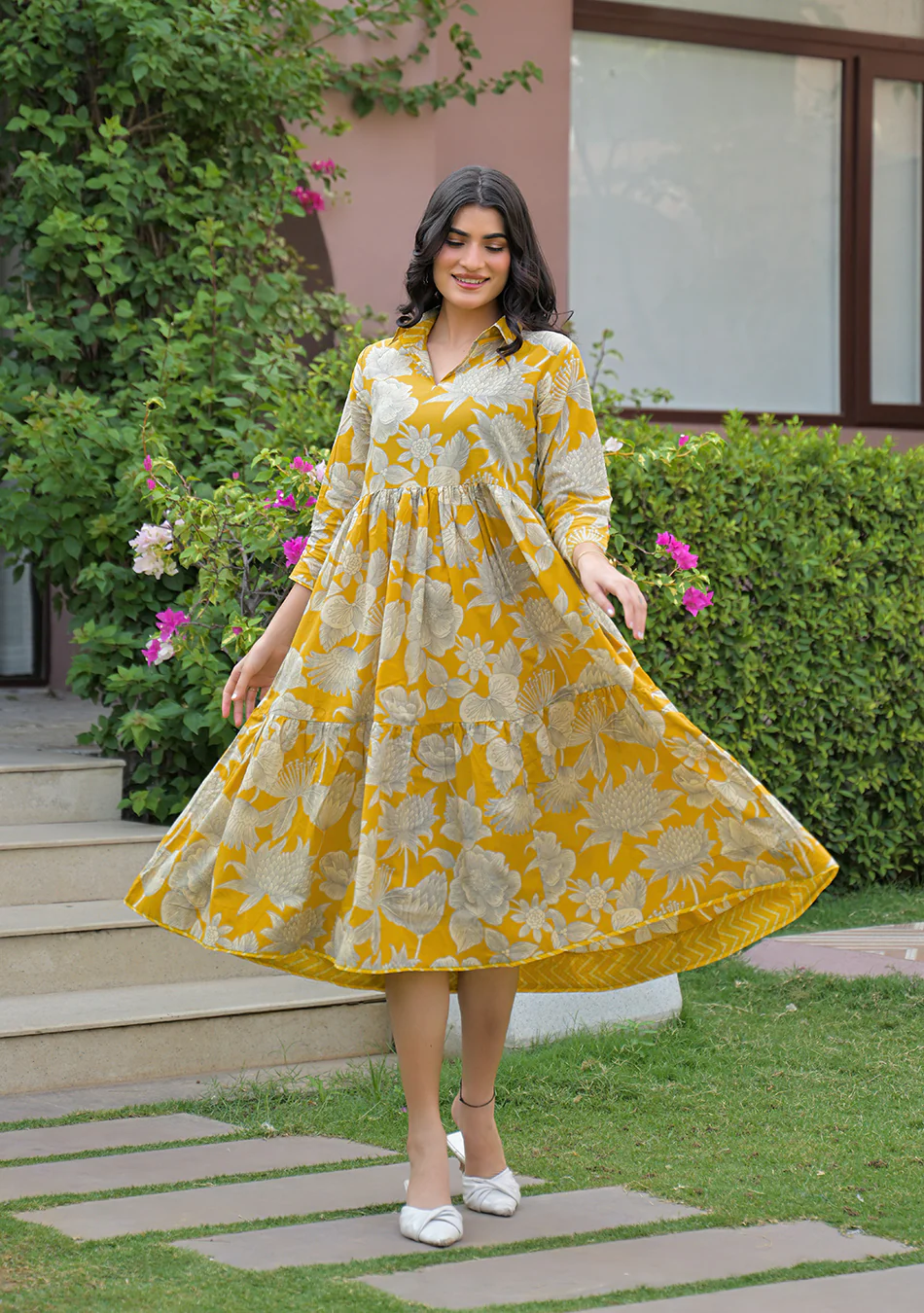 Aravalii Saffron Bloom Couture Dress - Image 6